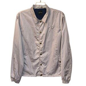 QILO Snap Front Lightweight Windbreaker Lined Jacket Silver Large‎
